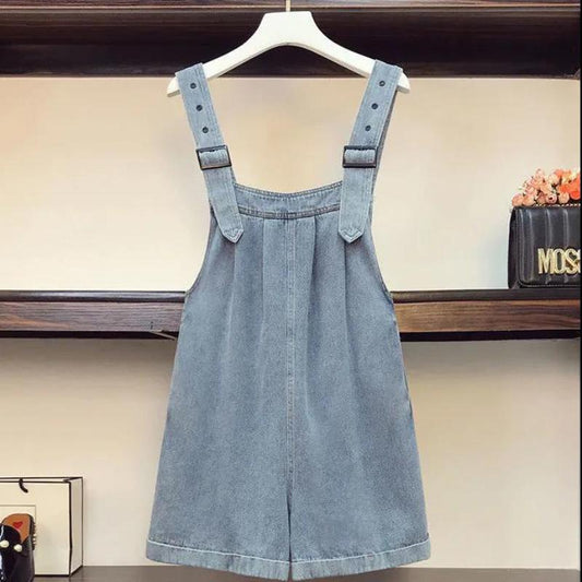 Denim Suspenders Shorts Women's Summer Design Sense Small One-piece Pants High Waist Loose Wide-leg Pants
