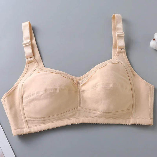 Four Seasons Full Cup Cotton Comfortable Breathable Skin-Friendly Ultra-thin Bra No Steel Ring No Sponge Large Size Anti-Sagging Bra