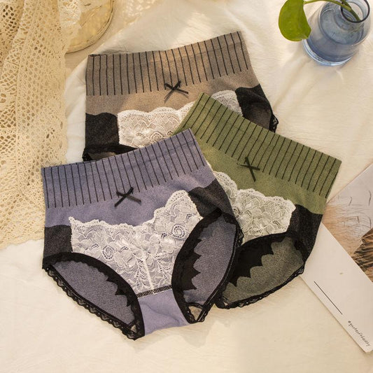 3 Pairs of Abdomen and Buttocks Women's Panties Bacteriostatic Cotton Crotch Breathable Briefs Sexy High Waist Graphene Antibacterial Body Underwear