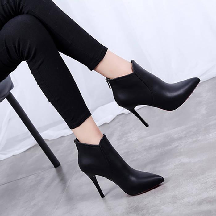 Winter Pattern Fashion Cusp Fine Heel Martin Short Boots Warm High-heeled Banquet Women Boots 9CM