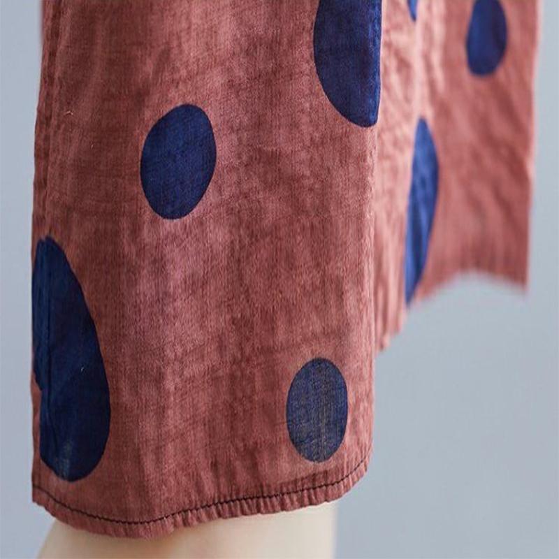 Dress Summer Short-sleeved Popular Printing Loose and Thin Slim Cover Belly Casual Plus Size Has Pockets DRESS