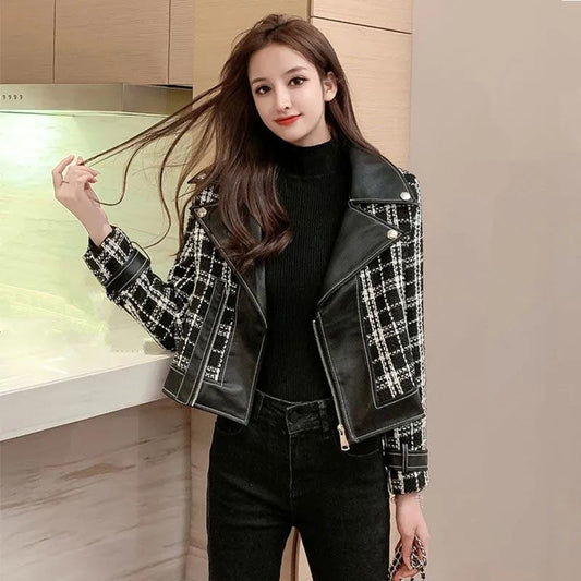 Jacket Women's Spring and Autumn Women's Korean Style Stitching Slim Slim Design Suit