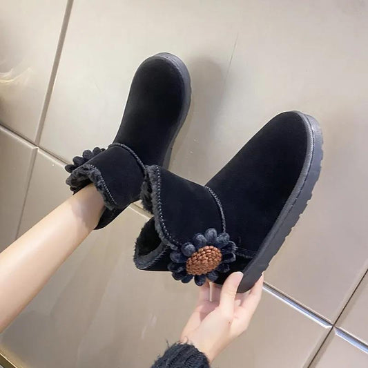 Autumn and Winter Snow Boots Women's Waterproof Cotton Boots Rubber and Velvet Warm and Non-slip Short Boots