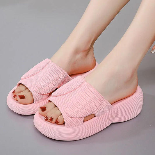 Women's Slippers Thick Bottom Summer High Heels Non-slip Outer Wear All-match Bathroom Slippers