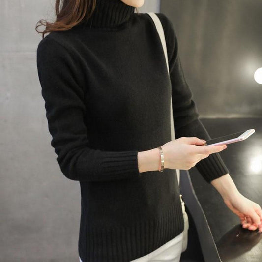 Autumn and Winter Thick Solid Color Sweater Turtleneck Pullover All-match Shirt Long-sleeved Knitted Bottoming Shirt