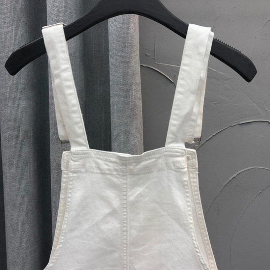 European Station Age Reduction Denim Overalls Female Students Net Red Wind Summer Loose Straight Curled Wide-leg Shorts