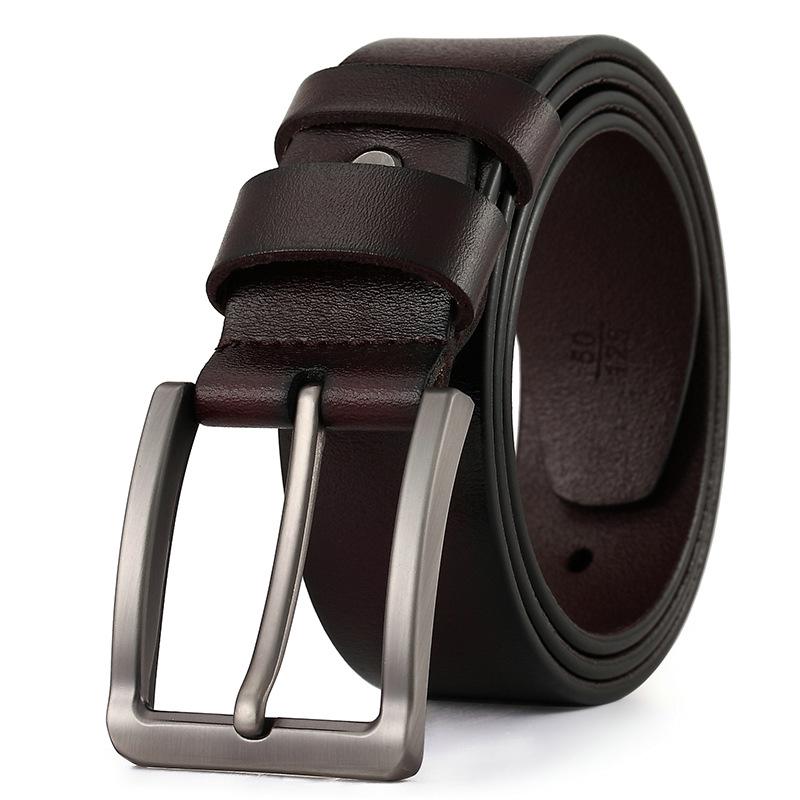 Leather Pin Buckle Belt Men's Metal Pin Buckle Waist Belt Genuine Leather Waistband