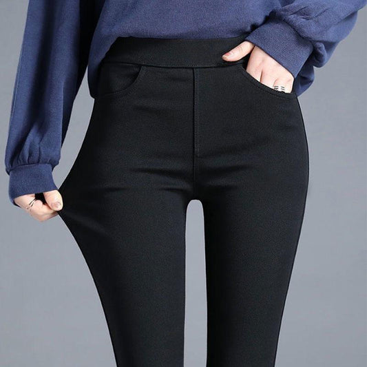 Women's Autumn Leggings Outer Wear High Waist Tight Elastic Pants Korean Version Pencil Pants Black Pants Trousers