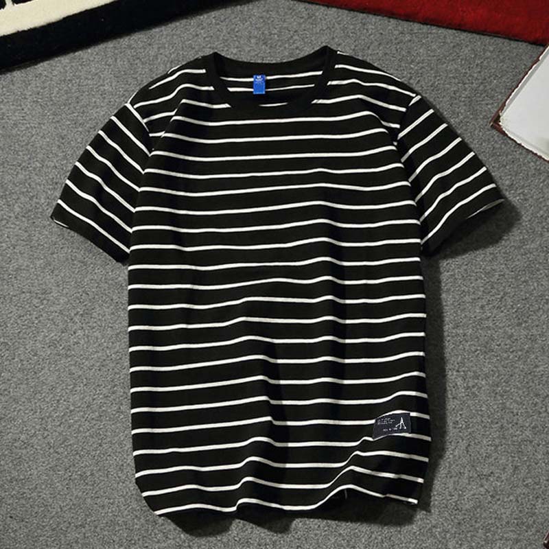 Summer Fashion Brand Men's Striped Short-sleeved T-shirt Thin Loose Cotton Half-sleeved T-shirt for Boys