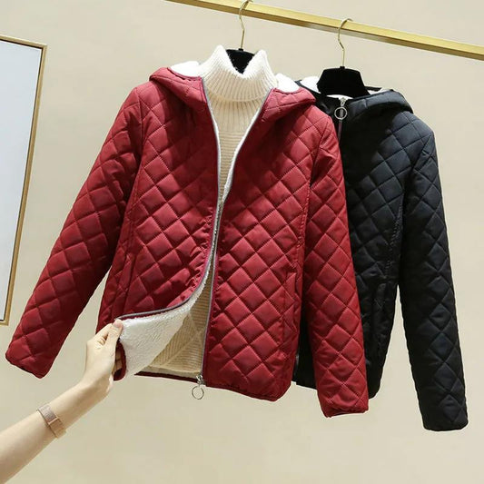 Plush Padded Hooded Cotton-padded Jacket Women's Winter Clothing Lamb Velvet Coat Cotton-padded Jacket