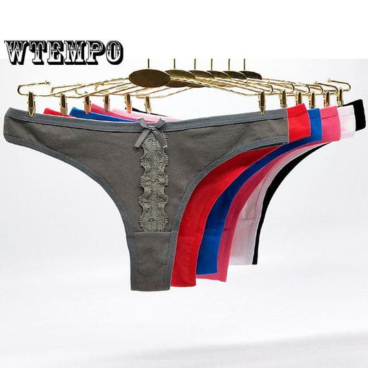 6 Pcs/Lot Thong Underwear low-Rise Sexy Lingerie G-String Lace-Print Romantic Women Sexy