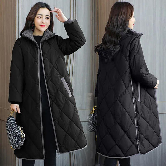 Cotton-padded Jacket Winter Coat In The Long Section of The Korean Version of The Large Size Loose Thick Down Padded Jacket Autumn and Winter