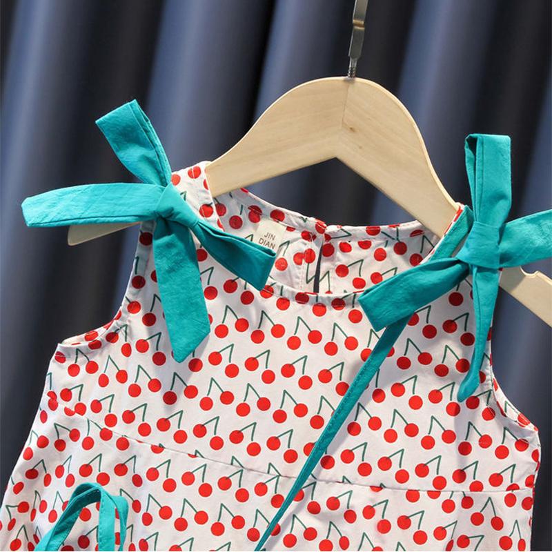Girls Summer Sling Dress Children's Floral Floral Sleeveless Mid-length Dress Baby Princess Dress Summer