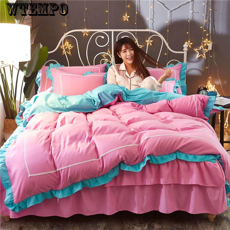 Princess Bedding Thickened Pure Matte Three Piece Set Skin Friendly Cotton Bed Sheet Quilt Cover Four Piece Set