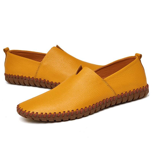 Casual Leather Shoes Men's Shoes Large Size Hollow Breathable Ultra-light Hand-stitched Leather Shoes