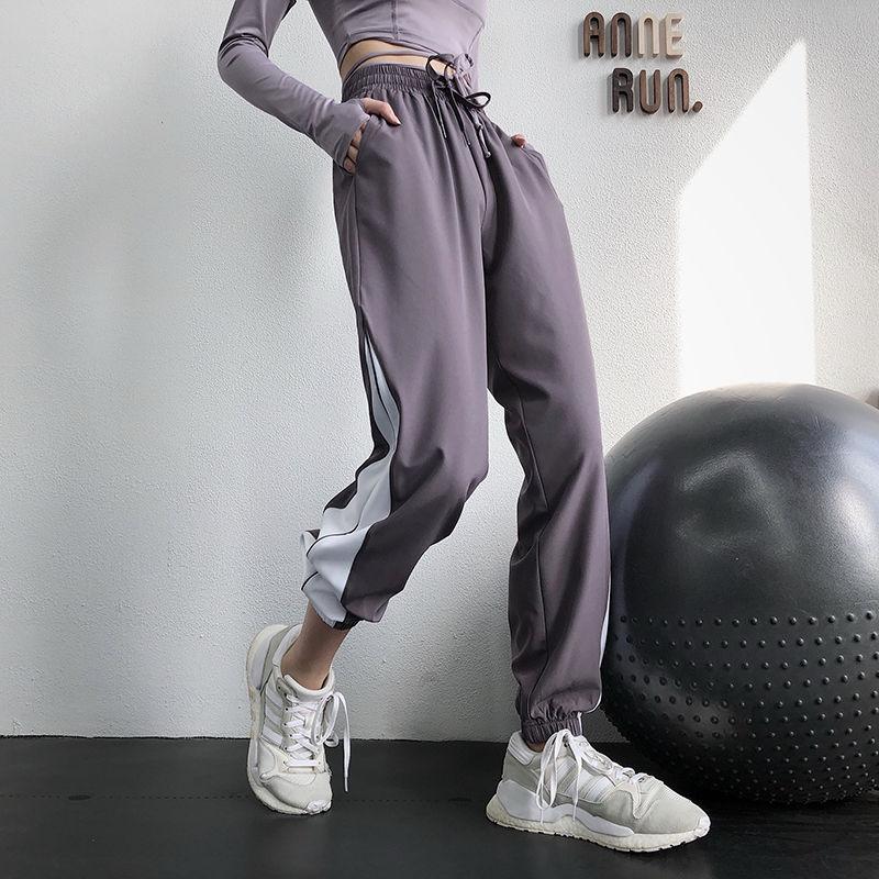 Sweatpants Women Loose-fitting High-waist Yoga Pants Quick-drying Running Casual Color Matching Striped Fitness Pants Thin Section