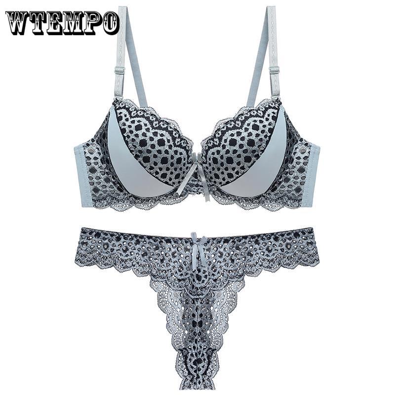Flowers Brassiere Purple Lace Underwear Transparent Bra Set Plus Size Sexy Lingerie Set for Women