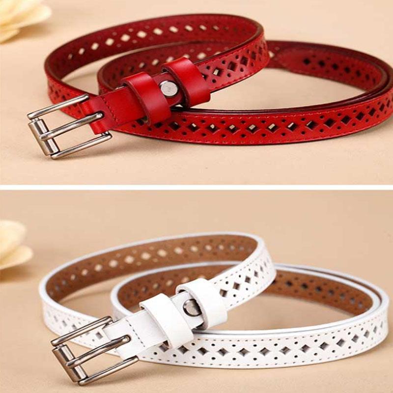 Hollow Ladies Leather Belt Belt Slim Fitted Skirt Leather Pants White Versatile
