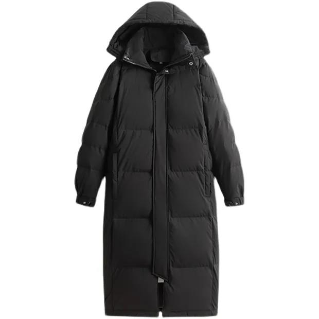 Black Thick Loose Couple Down Jacket Men and Women Super Long Down Jacket