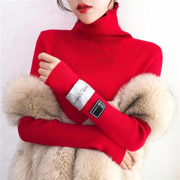 Autumn and Winter Turtleneck Sweater Women's Warm Knit Bottoming Shirt Korean Thin and Long-sleeved Top Tide