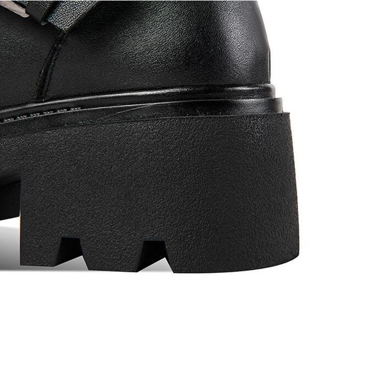 Autumn and Winter Martin Boots Belt Buckle Short Boots British Shoes Snow Boots Plus Velvet Warm Cotton Boots Motorcycle Shoes