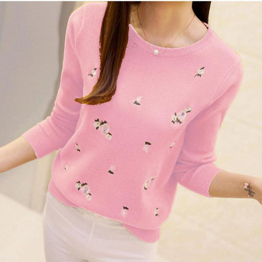 Sweater Women Embroidery Knitted Winter Warm Sweater Pullover Female Knit Top Sweaters
