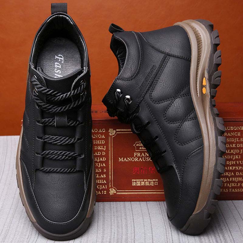 Men's Shoes Winter New Leather Shoes Plus Velvet Thick Warm Cotton Shoes Cotton Boots Outdoor Hiking Shoes