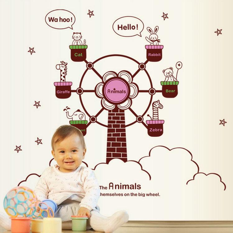 Children's room kindergarten play bedroom stickers wallpaper animal family wall sticker