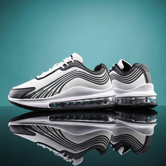 Shoes Men's Air Cushion Heightening Shoes Large Size Shock-absorbing Reflective Men's Shoes Student Sports Running Shoes