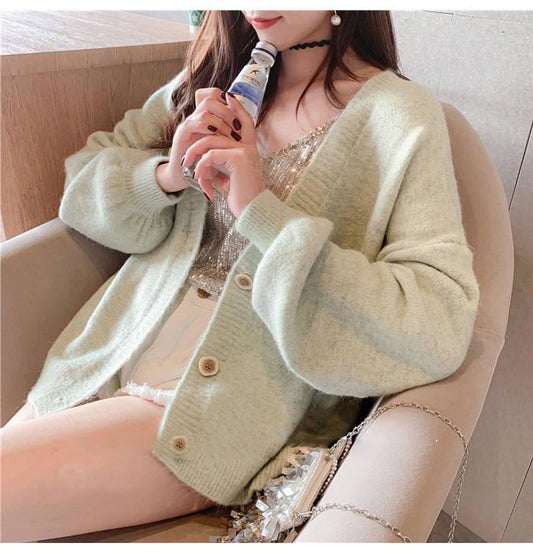 Cardigans Women's Sweaters Fashionable Casual Plaid V-Neck Cardigans Single Breasted Elegant Coats