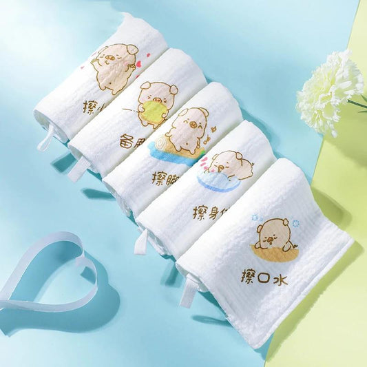 Baby Saliva Towel Cotton Towel Children's Baby Face Wash Small Square Towel Cotton Gauze Towel Cute Fine Cotton Yarn Baby Products Supplies Cartoon