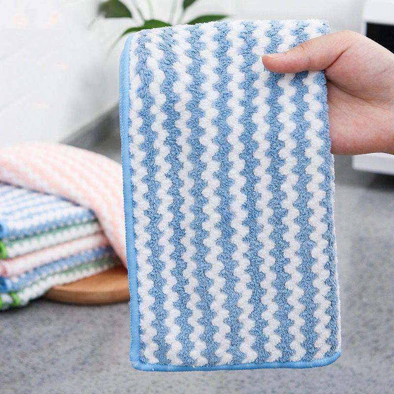 5pcs Double-layer Absorbent Microfiber Kitchen Dish Cloth Non-stick Oil Household Cleaning Cloth Wiping Towel Home Kichen Too