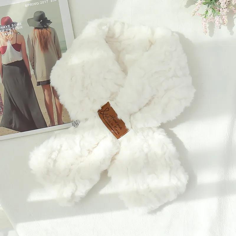 Winter Bib Korean Fashion Solid Color Plush Scarf Thick Warm Women's Lamb Wool Bib