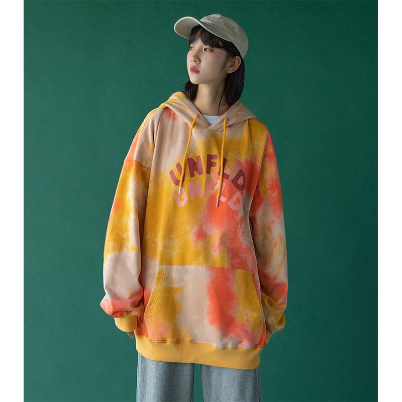 Tie-dye Sweater Women's Thin Section Long-sleeved Sweater Pullover Loose College Style Top Coat Trendy