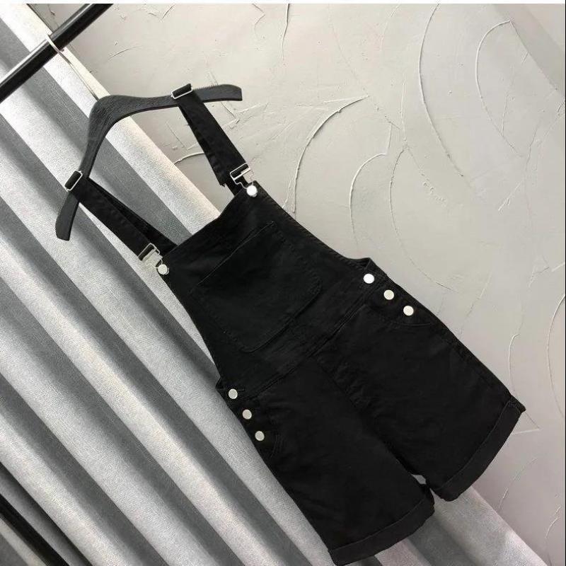 European Station Age Reduction Denim Overalls Female Students Net Red Wind Summer Loose Straight Curled Wide-leg Shorts
