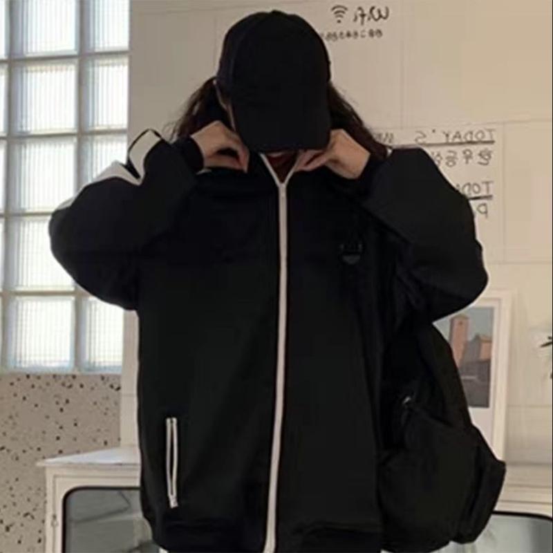Casual Sportswear Suit Women's Solid Color Loose Zipper Cardigan Slim Coat Trousers Two-piece Set for Women