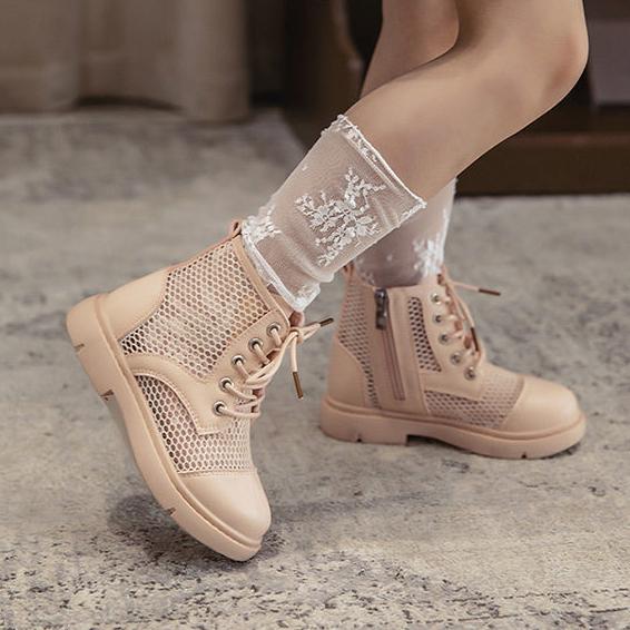 Girls' Shoes Girls' Short Martin Boots Spring Summer Breathable Net Boots Foreign Style Spring Single Leather Boots