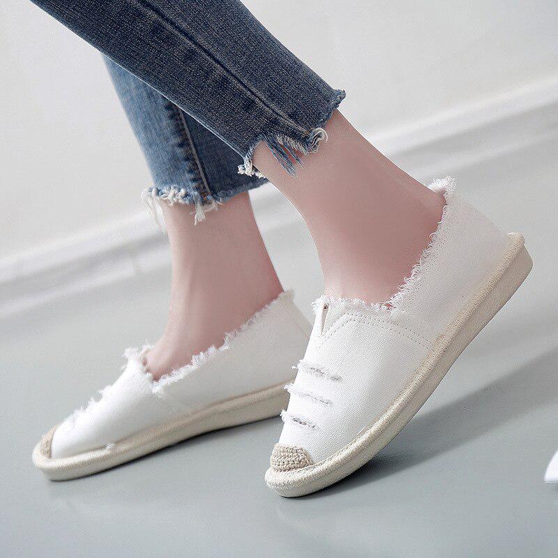 Women Flats Shoes Slip On Ladies Canvas Lazy Loafers Breathable Espadrilles Spring Autumn Footwear
