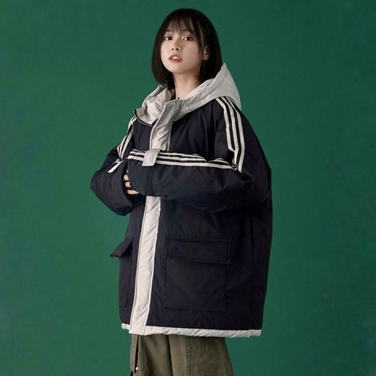 Winter Padded Jacket Female Students Korean Version of Loose Tooling Padded Jacket Thickened Padded Jacket Bread Jacket Female Trend