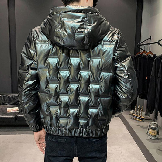 Glossy Down Jacket Men's Short Winter Jackets Korean Version of The Trend of Thick Warm Hooded Men's Jacket