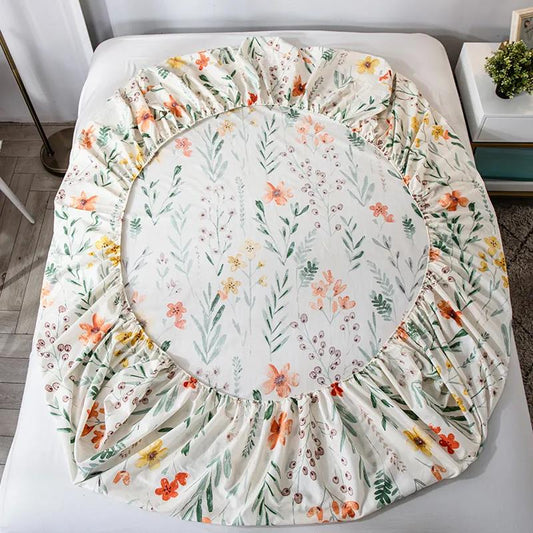 100% Cotton One-piece Bed Sheet Mattress Protector Cotton Thick Printed Bedspread