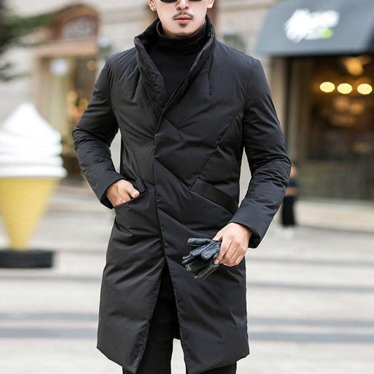 Winter Fashion Trend Suits Men's Cotton Coat Mid-length Stand-up Collar Warm Coat