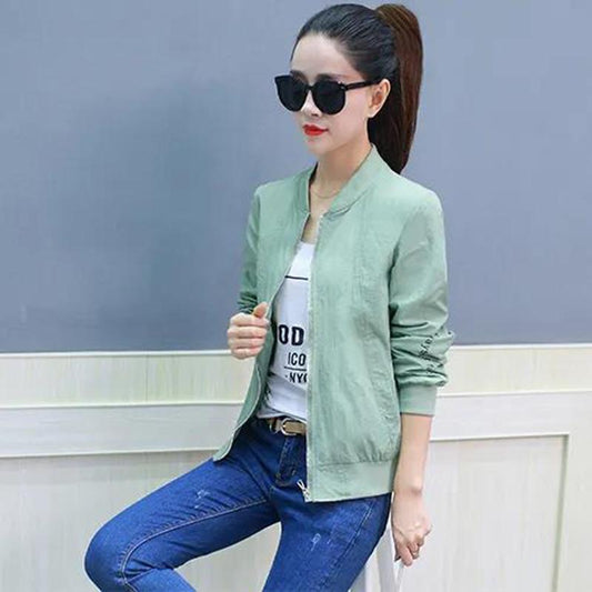 Spring and Autumn Loose Leisure All-match Sports Cardigan Baseball Uniform Female Coat