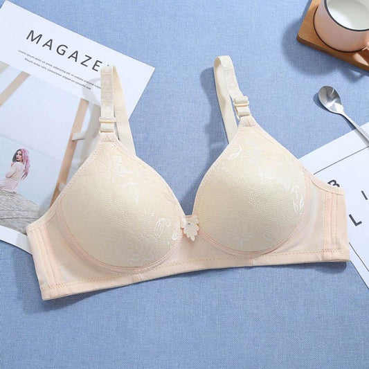 Female Thin Large Size Unwired Bra Side Pull Up Shape Adjustable Breathable Comfort Lightweight Bra