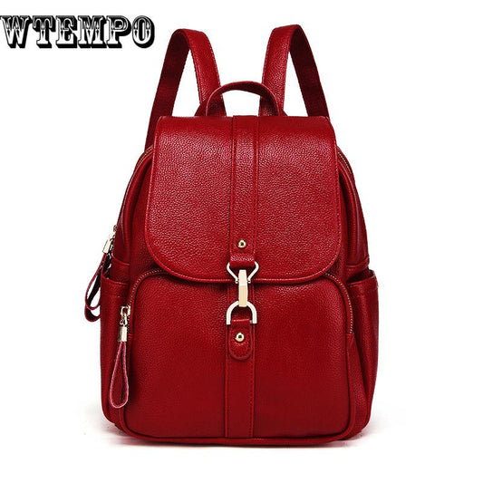 Women Backpack Leather School Bags For Women Female Tassel Small Backpack