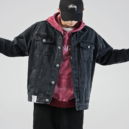 Youth's Comfortable Japanese Wind Denim Jacket Spring and Autumn Casual Jacket Unisex Jacket