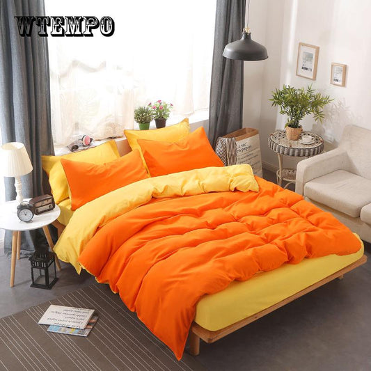 Washed Cotton Bed Sheets Solid Color Bedding Set 4pcs Twin/full/queen Size Bedspread