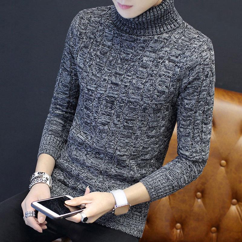 Turtleneck Sweater Men Wool Pullover Mens Sweaters Solid High Neck Male Sweter Shirt Jumper Casual