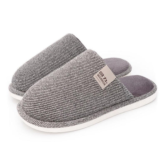 Autumn Winter Home Warm Plush Cotton Slippers Men's Simple Home Bedroom Anti-skid Thick Sole Cotton Slippers