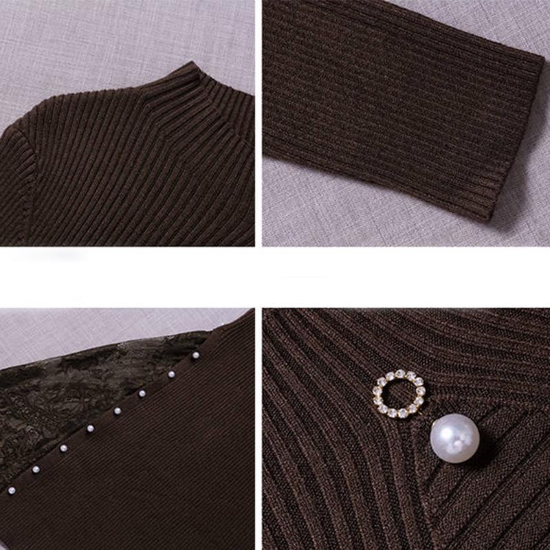 Sweater Dress Female Long-sleeved Autumn Winter Thickened Over Knee Knitted Skirt Black Long Skirt